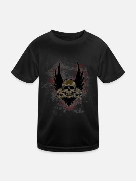 Skull Death Paint Splatter Art - Kids Functional T-Shirt - black - Front