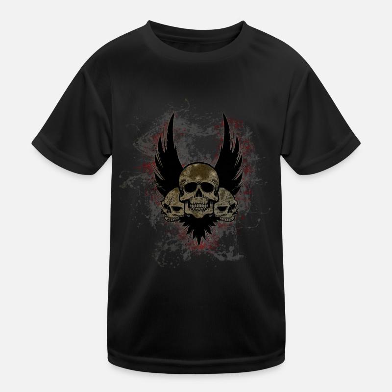 Skull Death Paint Splatter Art Kids Functional T-Shirt