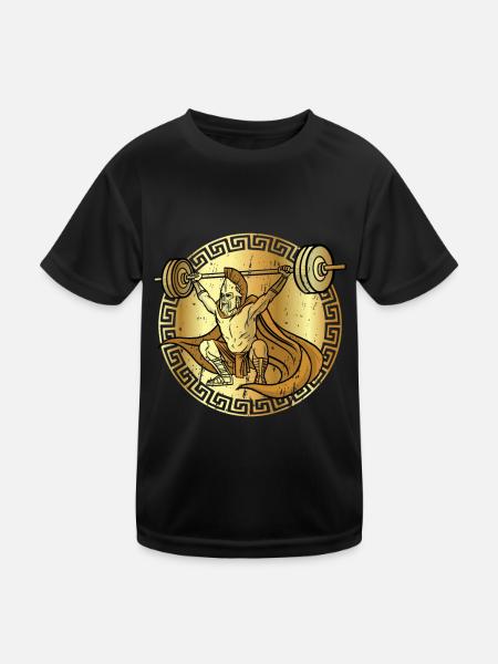 Spartaner Workout Gym Fitness Geschenkidee - Kinder Funktions-T-Shirt - Schwarz - Vorne