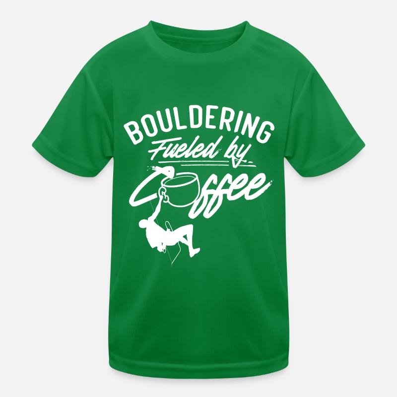 Bouldern Angetrieben durch Kaffee Boulderer Kinder Funktions-T-Shirt
