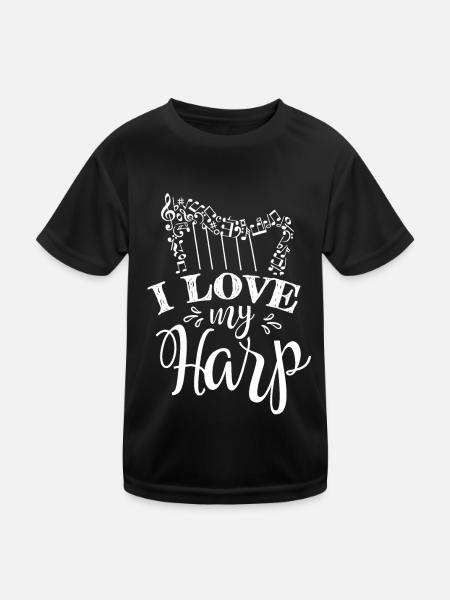 Ich Liebe Meine Harfe Harfenspieler Harfenist - Kinder Funktions-T-Shirt - Schwarz - Vorne