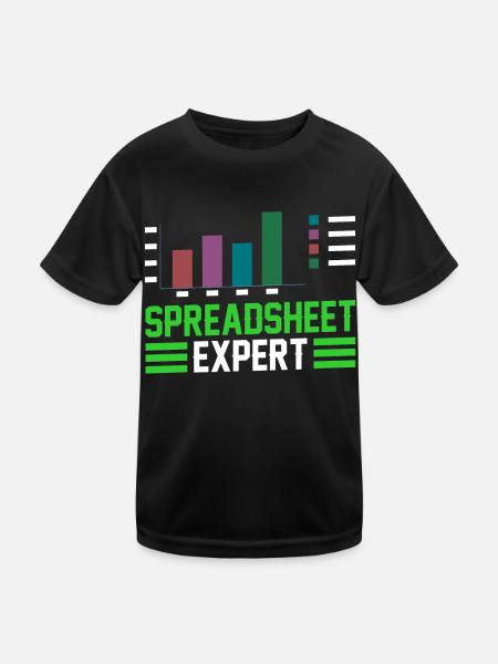 Spreadsheet Expert Table Work Accountant - Kids Functional T-Shirt - black - Front