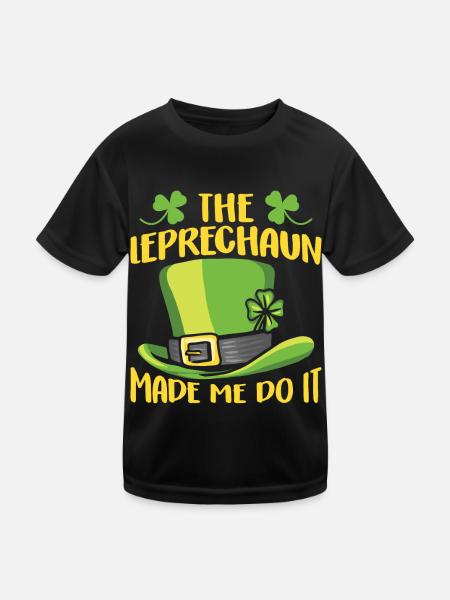 The leprechaun forced me to do so Ire Leprechaun - Kids Functional T-Shirt - black - Front