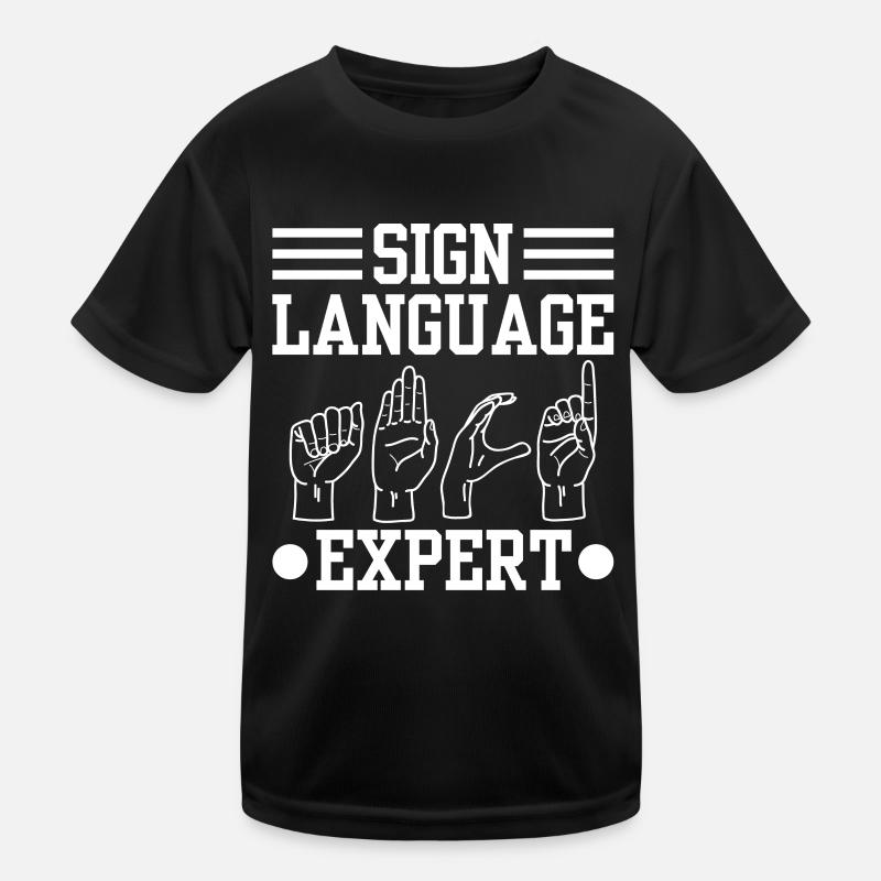 Gebärdensprache Experte Awareness Gebärden Gestik Kinder Funktions-T-Shirt