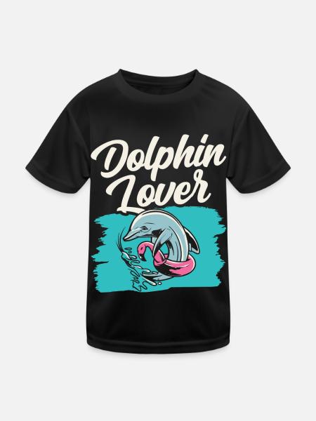 Dolphin Lover Dolphin Dolphins Dolphins - Kids Functional T-Shirt - black - Front