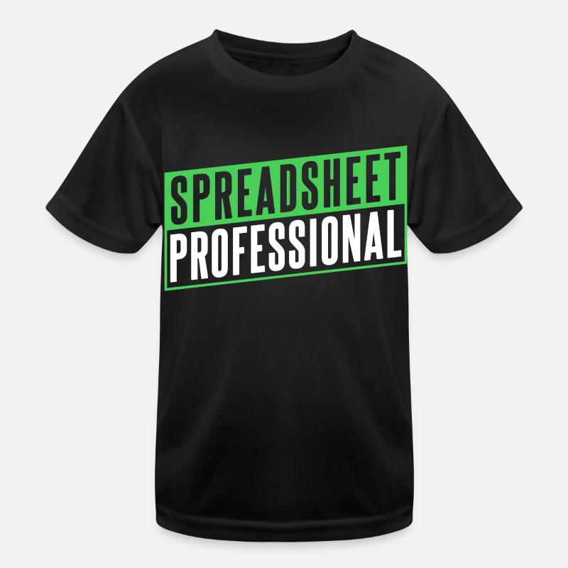 Spreadsheet Professional Accountant Table Work - Kids Functional T-Shirt - black