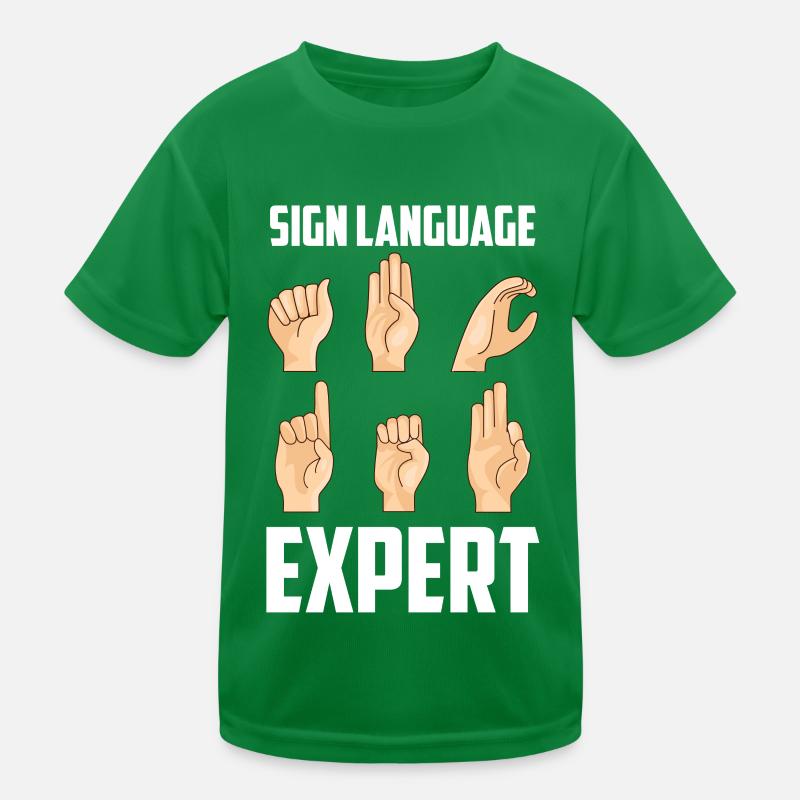Gebärdensprache Experte Awareness Gebärden Gestik Kinder Funktions-T-Shirt