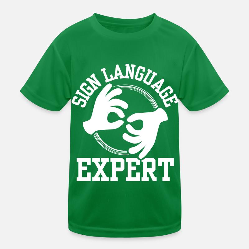 Gebärdensprache Experte Awareness Gebärden Gestik Kinder Funktions-T-Shirt
