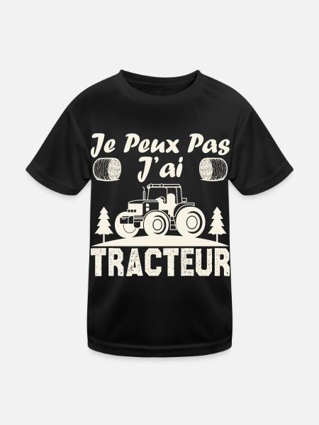 Je peux pas j ai tracteur - T-shirt sport Enfant - noir - Devant