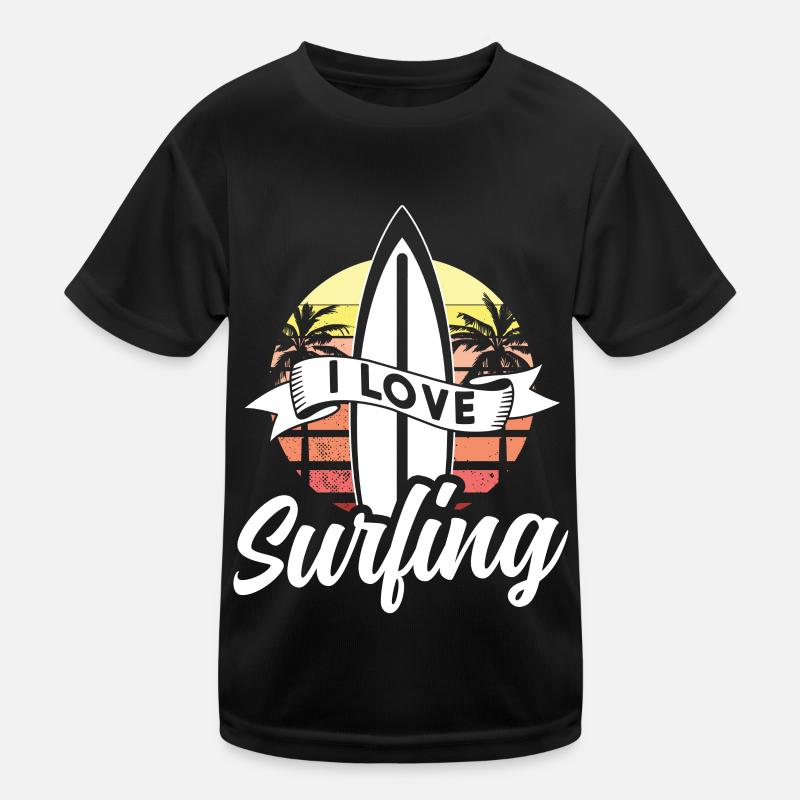 Ich Liebe Surfen Surfing Surfbrett Surfer Kinder Funktions-T-Shirt
