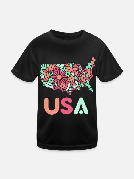 États-Unis Patriotes Américains États-Unis Amérique - T-shirt sport Enfant - noir - Devant