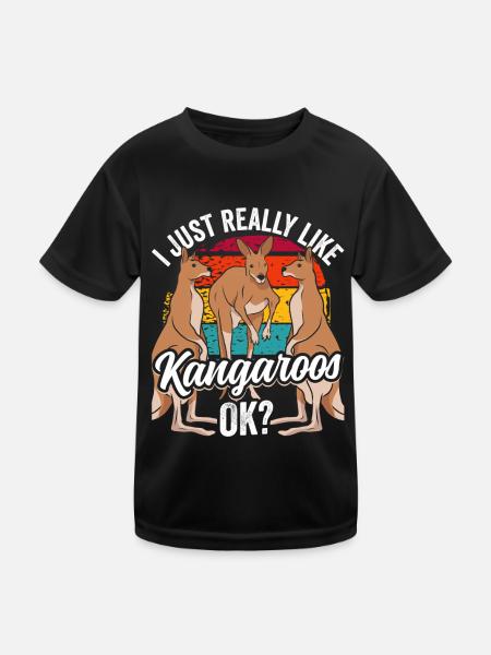 I just like kangaroos very much animal kangaroo - Kids Functional T-Shirt - black - Front