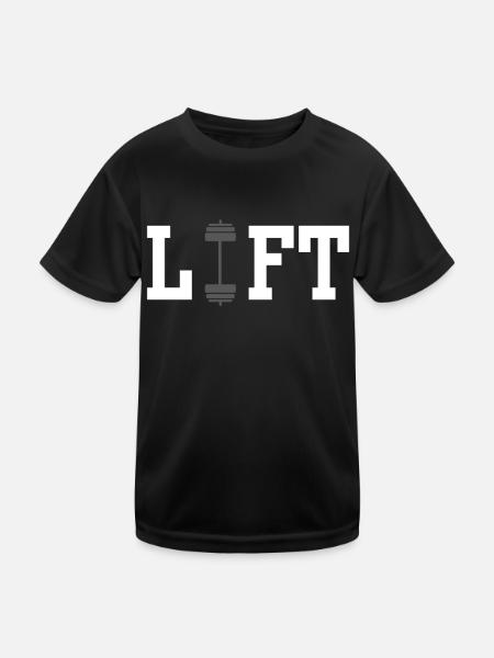 Lift Workout Gewichtheber Gewichtheben Gym - Kinder Funktions-T-Shirt - Schwarz - Vorne
