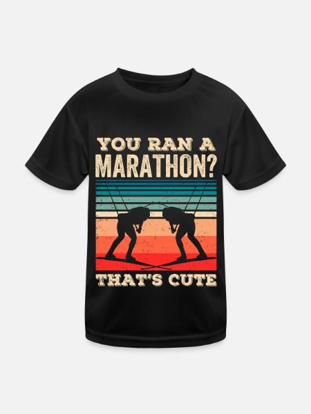 Du Bist Einen Marathon Gelaufen Das Ist Niedlich - Kinder Funktions-T-Shirt - Schwarz - Vorne