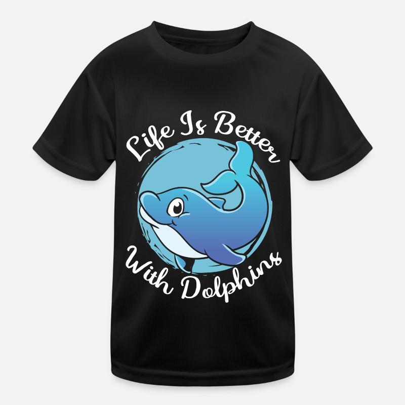 Das Leben Ist Besser Mit Delfinen Delfin Delfine Kinder Funktions-T-Shirt