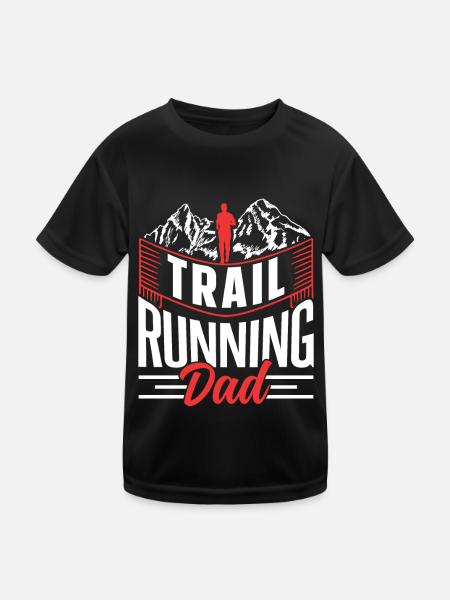 Trail Running Papa Runner Trail Running Race - Kids Functional T-Shirt - black - Front