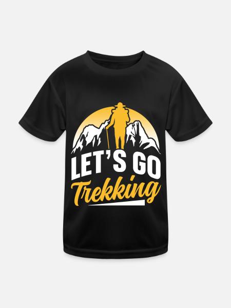 Los Geht's Zum Trekking Wandern Liebhaber Wanderer - Kinder Funktions-T-Shirt - Schwarz - Vorne