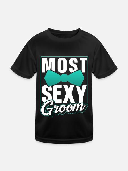 Sexyster Groom Wedding Party Sayings Marriage - Kids Functional T-Shirt - black - Front