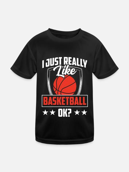 J’aime beaucoup le basket, les joueurs de basket - T-shirt sport Enfant - noir - Devant