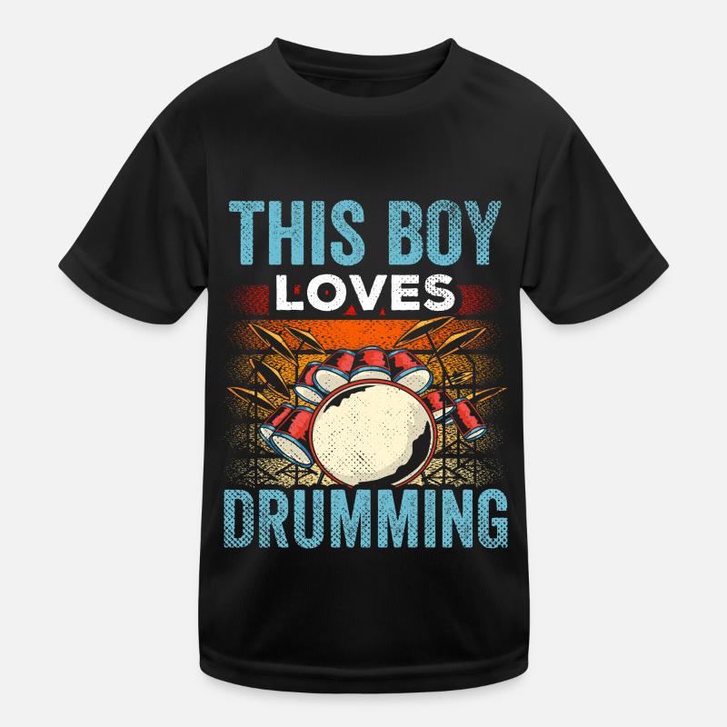 This boy loves drumming drums Kids Functional T-Shirt