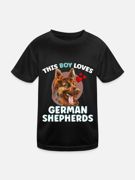 Ce garçon aime le chien de berger allemand mignon - T-shirt sport Enfant - noir - Devant