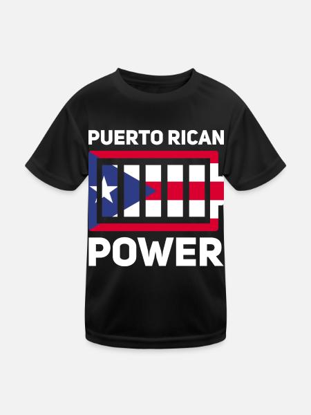 Puerto Rico Flagge | Puerto Ricaner Geschenkideen - Kinder Funktions-T-Shirt - Schwarz - Vorne