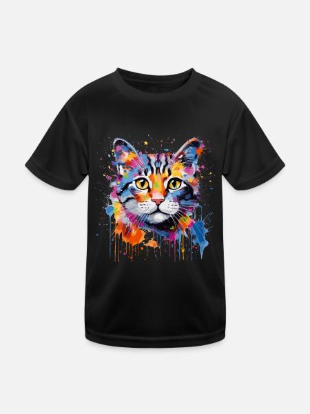 Chat mignon - T-shirt sport Enfant - noir - Devant