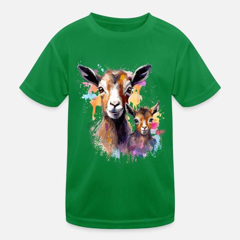 Ziege, Biquette, Mutter Ziege und ihr Zicklein Kinder Funktions-T-Shirt