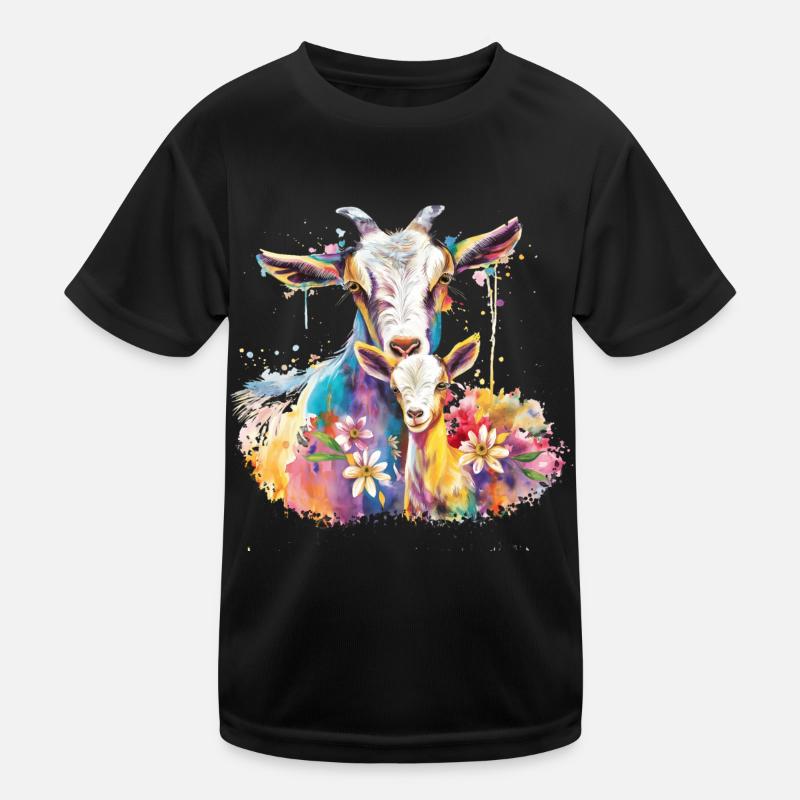 Goat with her calf Kids Functional T-Shirt