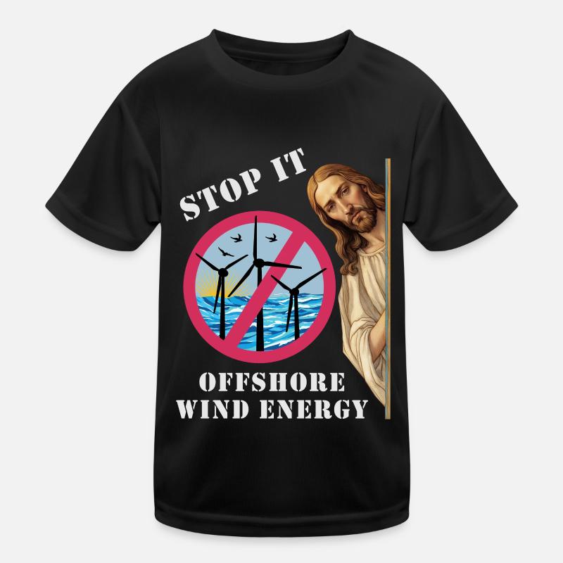 Offshore Windenergie Stopp Kinder Funktions-T-Shirt