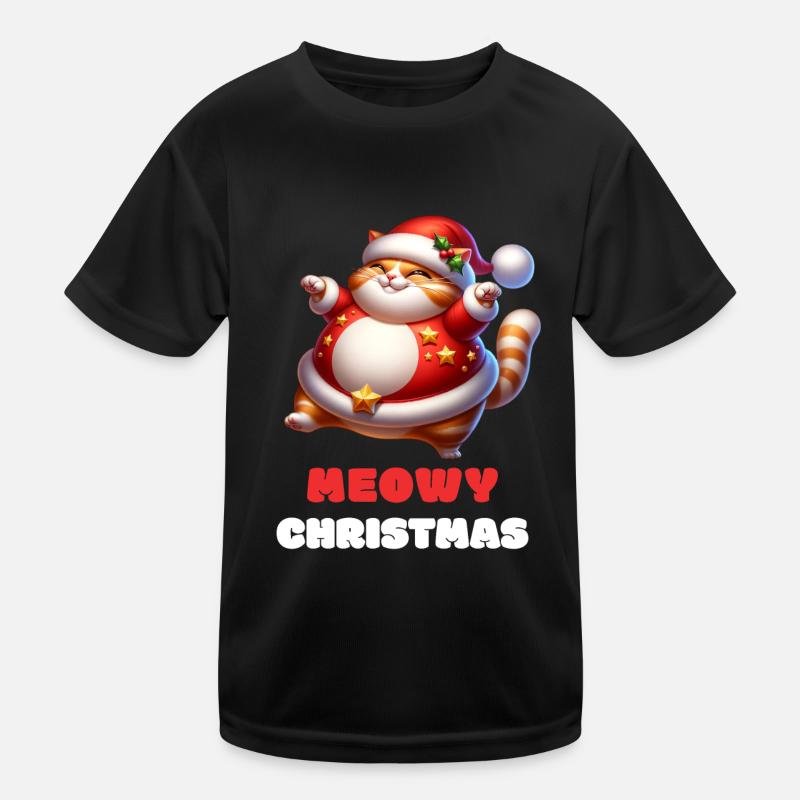 Joyeux Noël Chapeau de Noël Chat Drôle T-shirt sport Enfant