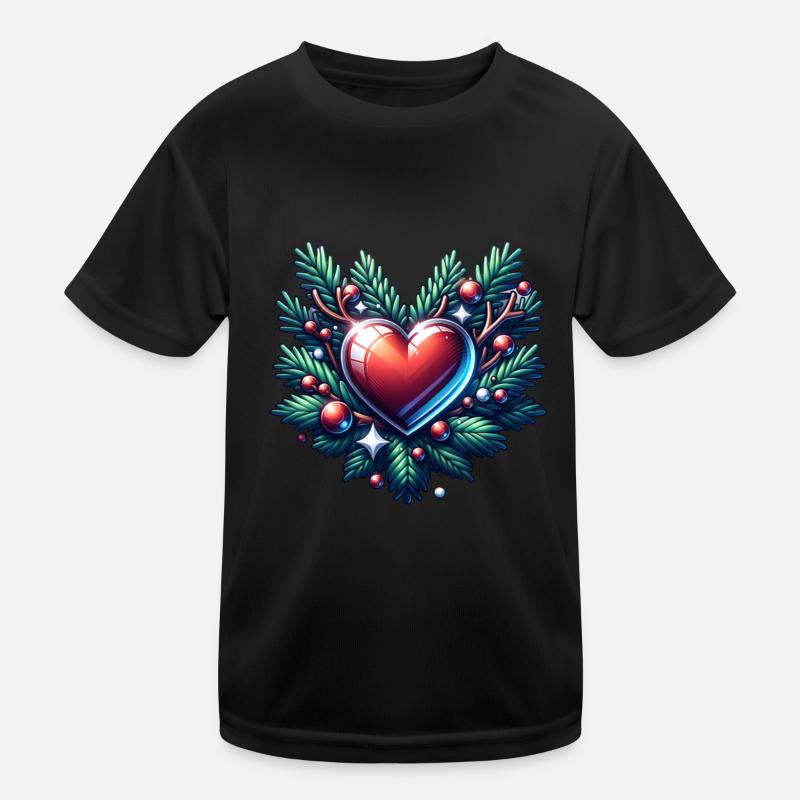 Weihnachts Herz Weihnachtskranz Advent Kinder Funktions-T-Shirt
