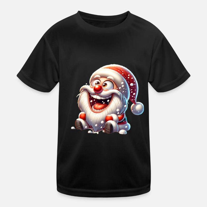 Weihnachtsmann Schneefall Lustig Comic Kinder Funktions-T-Shirt
