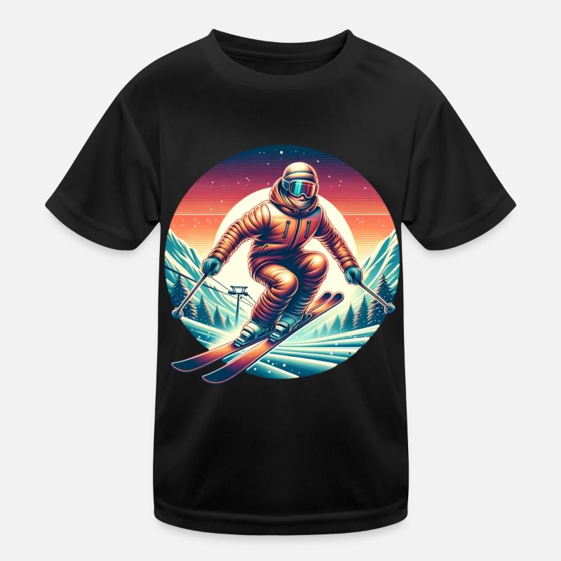Ski Skifahren Cool Winter Kinder Funktions-T-Shirt