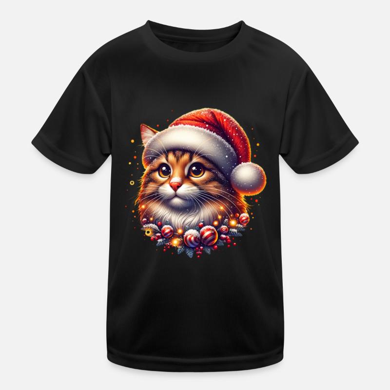 Beautiful Cat Christmas Light Snow Xmas Kids Functional T-Shirt