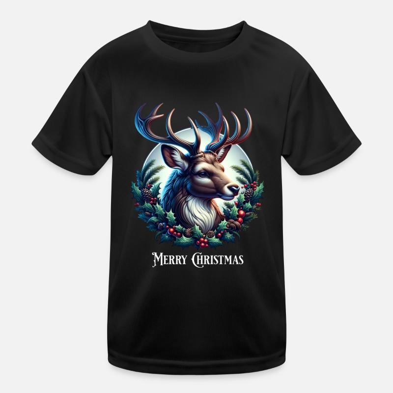 Cerf Cerf Bois Tête de cerf Noël T-shirt sport Enfant