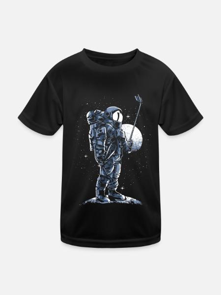 Astronaut - Kinder Funktions-T-Shirt - Schwarz - Vorne