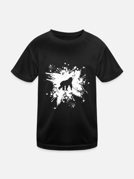 Affe - Kinder Funktions-T-Shirt - Schwarz - Vorne