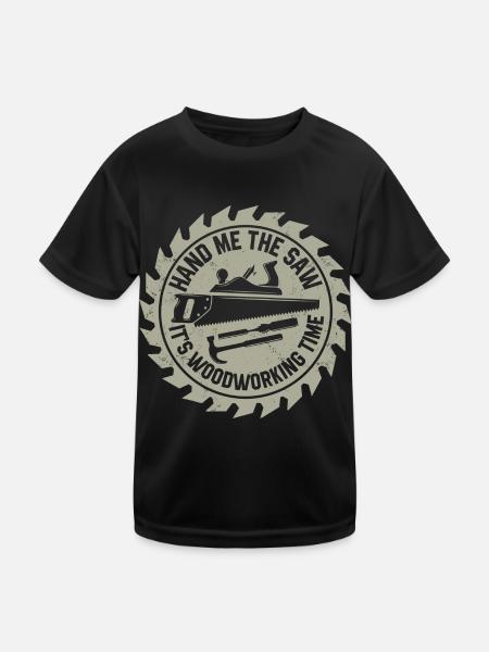 Artisanat de menuiserie | Cadeaux de menuiserie charpentier - T-shirt sport Enfant - noir - Devant