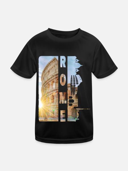 Rome Rome Italy City Skyline Home Love - Kids Functional T-Shirt - black - Front
