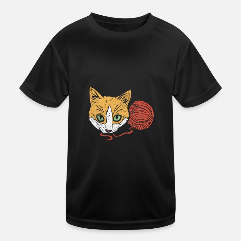 Katze Garn Häkeln Kinder Funktions-T-Shirt