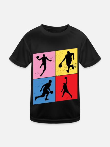 Basketball Basketballspieler Spieler Vintage Retro - Kinder Funktions-T-Shirt - Schwarz