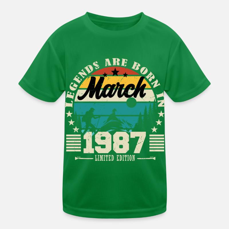 Mars 1987. Cadeau d'anniversaire mars 1987. T-shirt sport Enfant