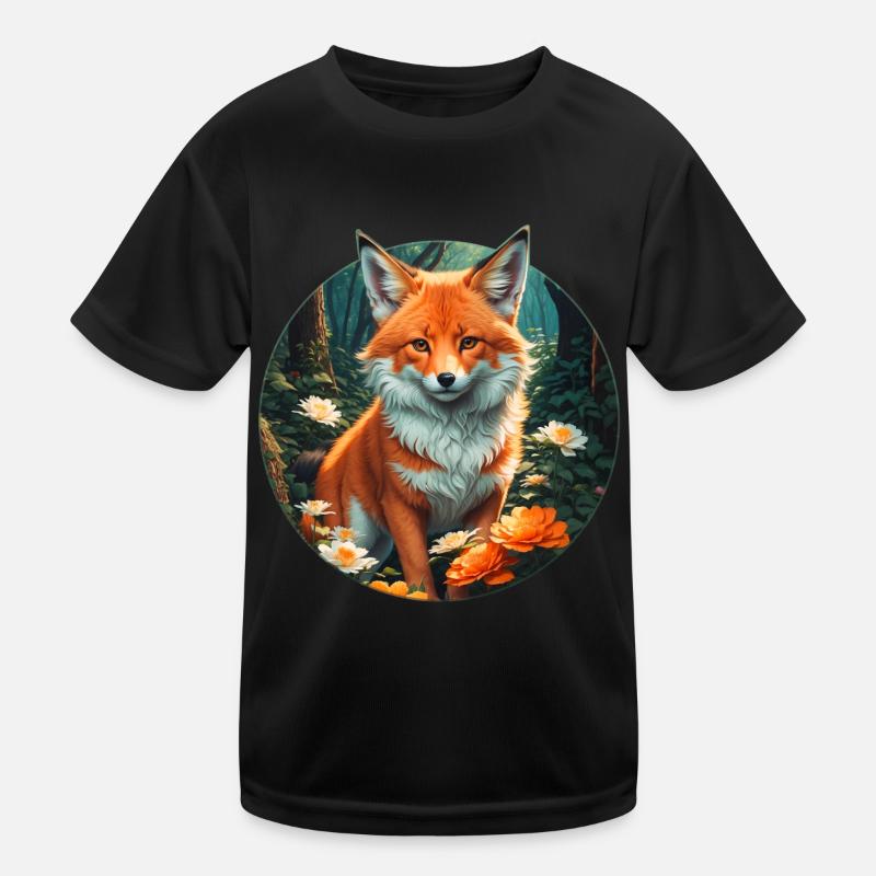 Renard dans la forêt frénétique des fleurs T-shirt sport Enfant
