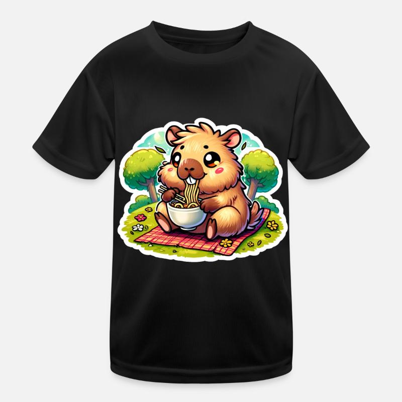 Capybara Ramen Kawaii Anime Kids Functional T-Shirt