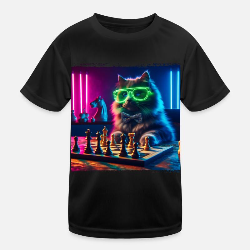 Chess Club Cat Kids Functional T-Shirt