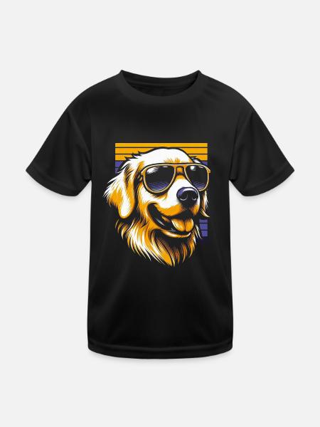 Golden Retriever - Kinder Funktions-T-Shirt - Schwarz - Vorne