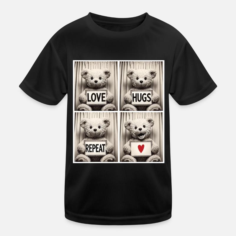 Teddybär – Love Hugs Repeat Kinder Funktions-T-Shirt
