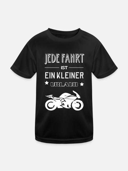 Jede Fahrt ist ein kleiner Urlaub Spruch für Biker - Kinder Funktions-T-Shirt - Schwarz - Vorne