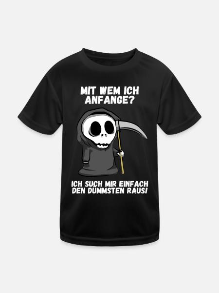 Dumm dümmer am dümmsten Tod Reaper Spruch Geschenk - Kinder Funktions-T-Shirt - Schwarz - Vorne